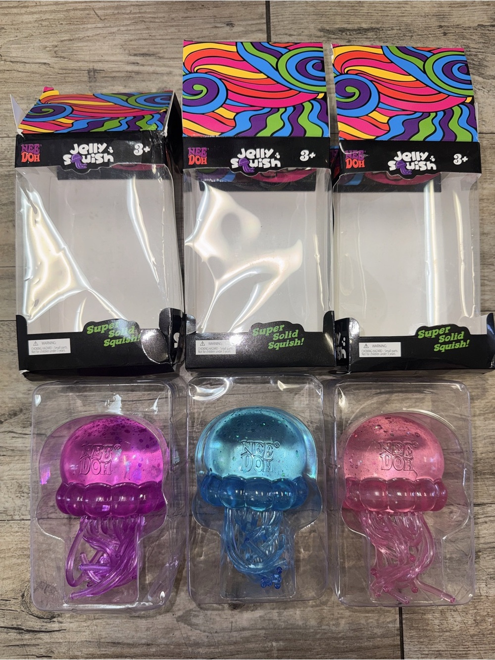 NeeDoh Jelly Squish Jellyfish Trio - Purple, Blue, Pink